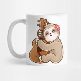 Sloth Playing Acoustic Ukulele Guitar adorable Cute kawaii Baby sloths Mug